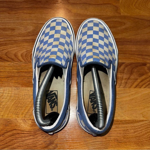 Vans Classic Slip On Checkerboard Shoes Men 6 Women 7.5 Blue White Check Sneaker - Picture 6 of 10